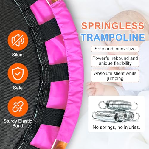 Toddler Trampoline 36 Inch with Foam Handle - Pink & Yellow, Indoor & Outdoor Safe Rebounder for Kids 2-6