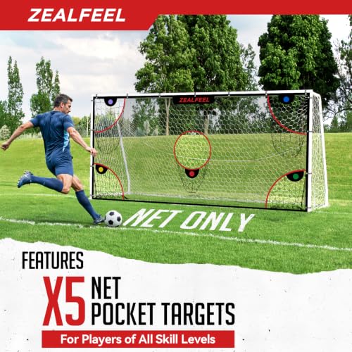 Zealfeel 12x6 ft Soccer Target Net with 5 Scoring Zones, Portable & Tear-Resistant