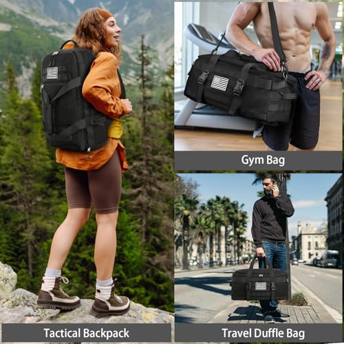 Black Extra Large Tactical Duffle Bag with Shoe Compartment & Multiple Pockets