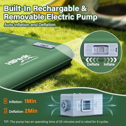 HiiPeak Double Memory Foam Sleeping Pad - Green Camping Mattress with Electric Pump