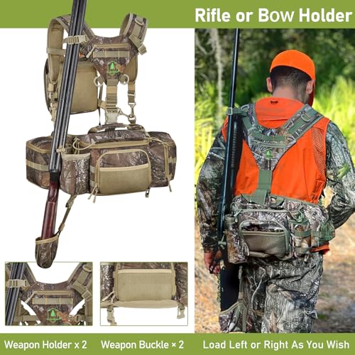 Wild Cedar Hunting Fanny Pack Upgrade with Rifle & Bow Holder, Camouflage Waist Pack for Men