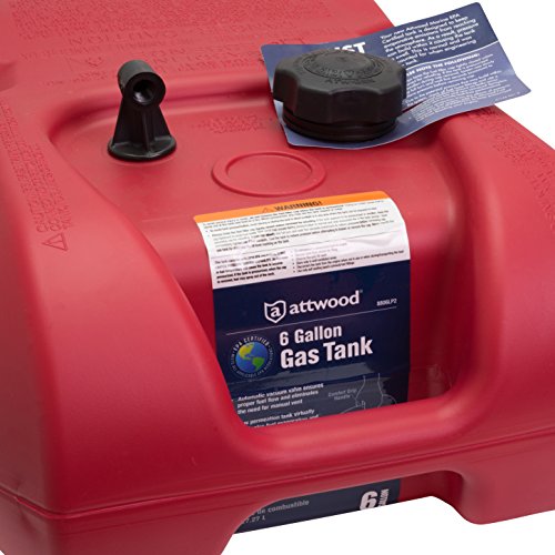 Attwood 6-Gallon Portable Marine Boat Fuel Tank EPA & CARB Certified Without Gauge