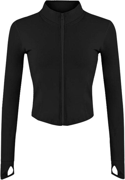 Gihuo Women's Lightweight Zip-Up Workout Jacket - Cropped Athletic Running Style