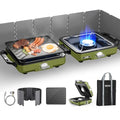 ODSD Green 2 Burner Camping Stove with Windshield & Accessories, Portable Propane Gas Cooker