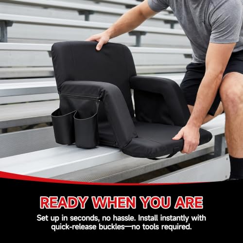 JFIQOWR Stadium Bleacher Seats with Back Support & Recline, 2 Pack