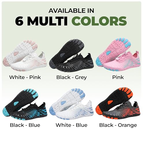 Hike Footwear Lazuli Pro Barefoot Shoes for Men & Women - Wide Toe Trail Running, Grey/Black, 8-8.5 Women / 6-6.5 Men