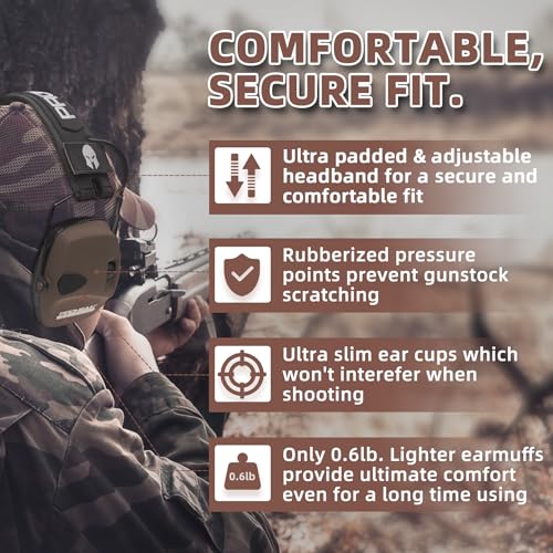 Electronic Ear Protection for Shooting & Hunting 2 Pack – Green & Brown