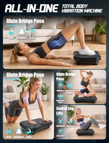 UCIN Black 480 lbs Vibration Plate Exercise Machine with Color Screen & Bluetooth, 99 Speeds
