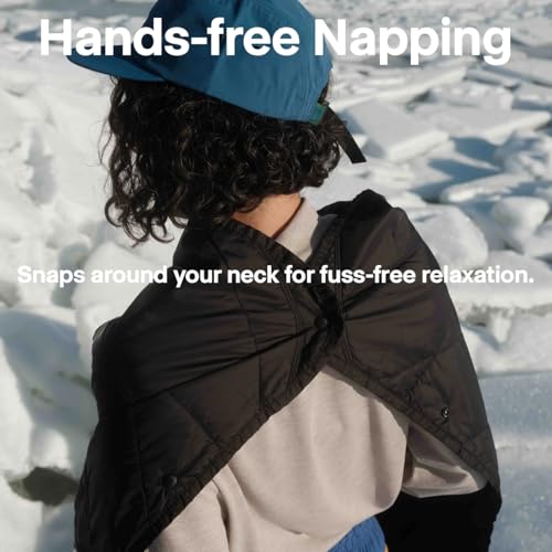 Packable Puffy Camping Blanket UltraPack Black – Waterproof Lightweight Outdoor Blanket