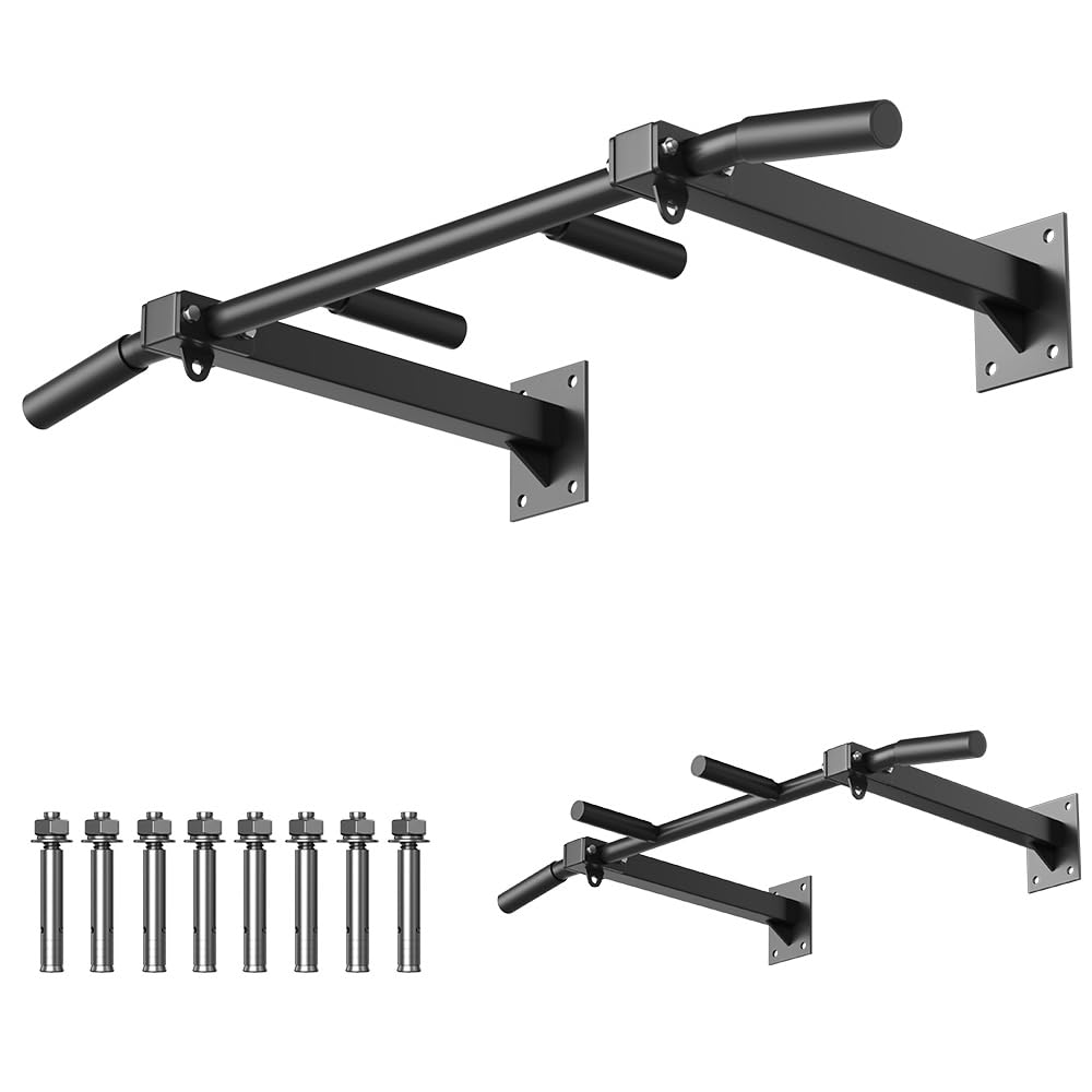 Wall Mount Pull Up Bar, Joist Mount Pull Up Bar, Beam and Rafter Mounted Chin Up Bar for Home Gym With Wood Mount and Wall Mount Screws (Black5)