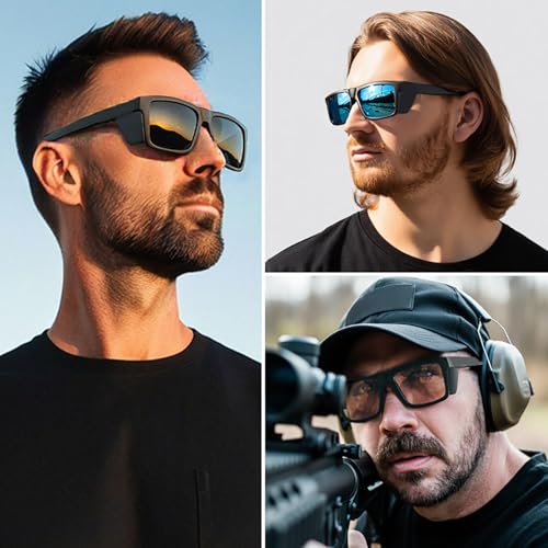 MAXJULI XXL Size Z87 Sunglasses with Side Shield - Super Dark for Big Wide Heads Men TR90 UV400 Protection