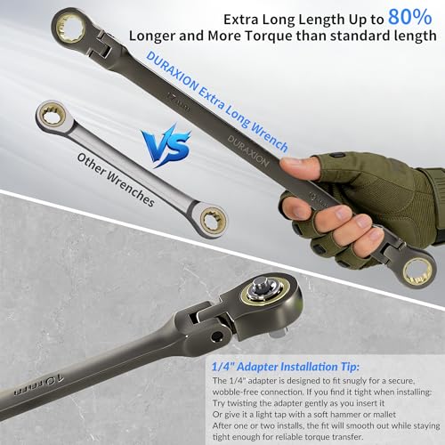 DURAXION Extra Long Flex Head Ratcheting Wrench Set 6PCS Metric (8-19mm)