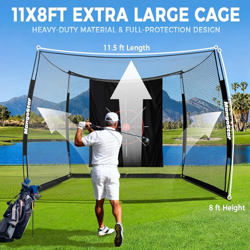 Golf Practice Net 11x8ft with Impact Screen - MangoStar Golf Sim Net - Indoor Outdoor