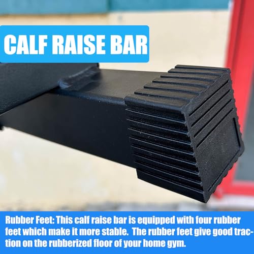 BLUSLM Black Steel Calf Raise Bar for Standing Stretching & Squats, Anti-Slip Platform