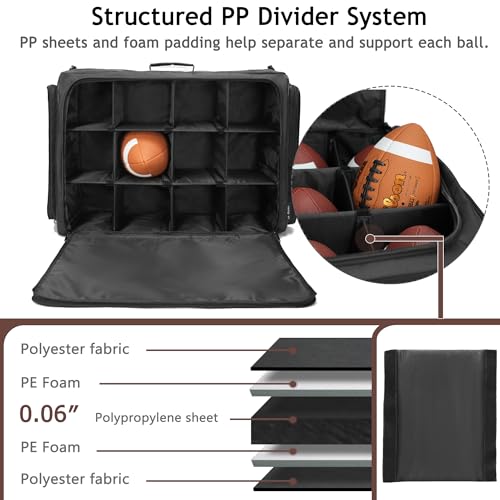 Football Ball Bag Holds 12 Official Size Sports Equipment Organizer