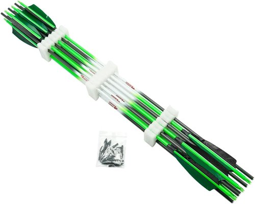 Linkboy Archery Carbon Arrows Hunting Practice Target Arrows Fluorescent with Removable Tip for Compound Recurve Long Bows, Spine 250 300 340 400 500 600 700 800, Pack of 6/12PCS