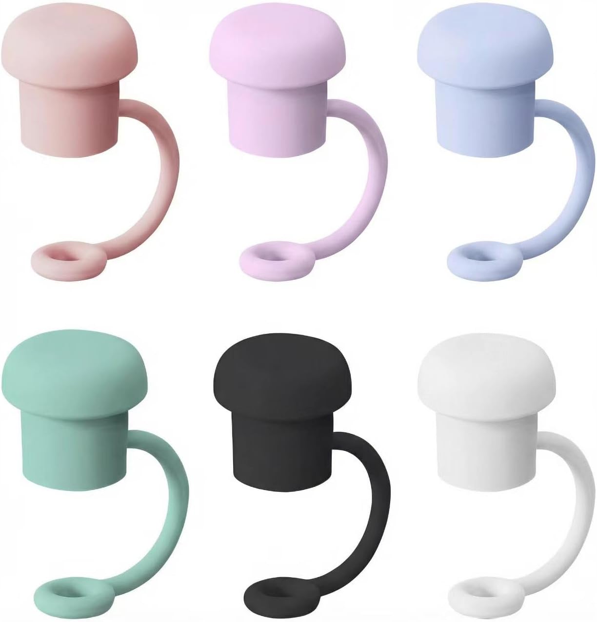 Skiennix Adjustable Straw Cover Caps - Universal Silicone Dust-Proof Topper for 6-10mm Straws | Fits Stanley, Yeti, Hydro Flask (6-Pack, BPA-Free)