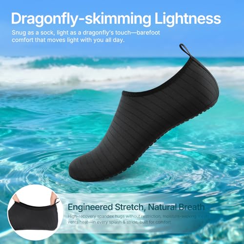 Water Shoes for Women Men Swim Pool Beach Camping Vacation - Tanamo, 5-6 Women / 4-5 Men, Black