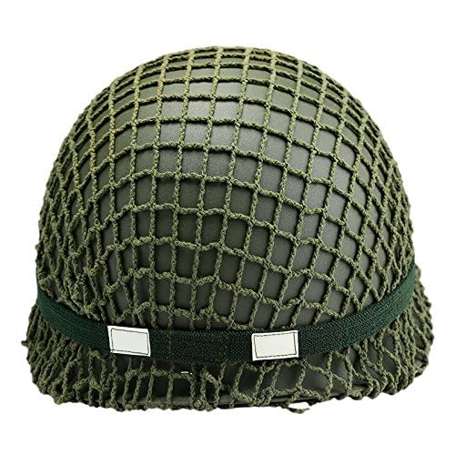 WW2 US M1 Helmet Steel Field Green with Net Cover Eye Belt Reproduction