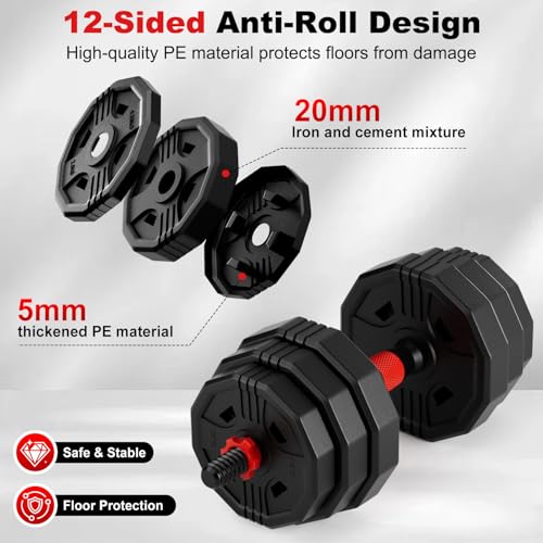 UNNMIIY 45LB Adjustable Dumbbell Set 5-in-1 Home Gym Weights for Strength Training