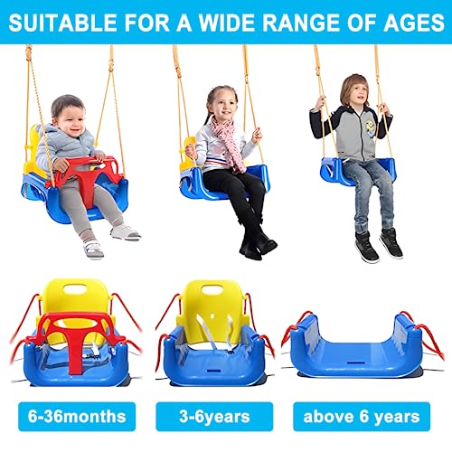 Blue Foldable Toddler Swing Set for Indoor & Outdoor Use with Safety Belt & Space-Saving Design