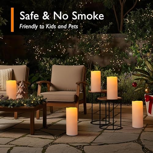 Homemory 12x5 Inch Waterproof Outdoor Flameless Candles with Remote Set of 4, Ivory