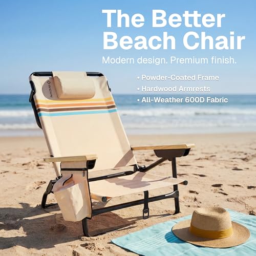 GoSports Outdoors WOVN Drifter Premium Reclining Beach Chair - Foldable, Adjustable, Backpack Strap