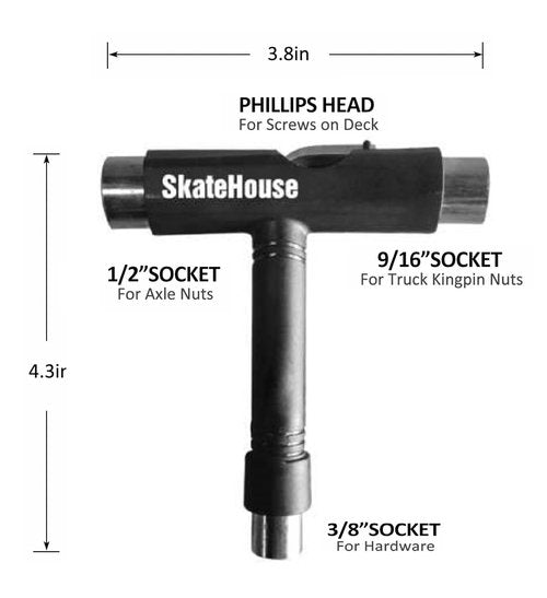 Bones Reds Skateboard, Longboard, and Roller Skate Bearings (8 Pack) Bundled with a Bonus Free SkateHouse Skateboard T-Handle Tool (Model #BSACBR88)