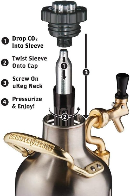 GrowlerWerks uKeg 64 CO2 Chargers - 8g, Pack of 10 for Perfectly Carbonated Beverages