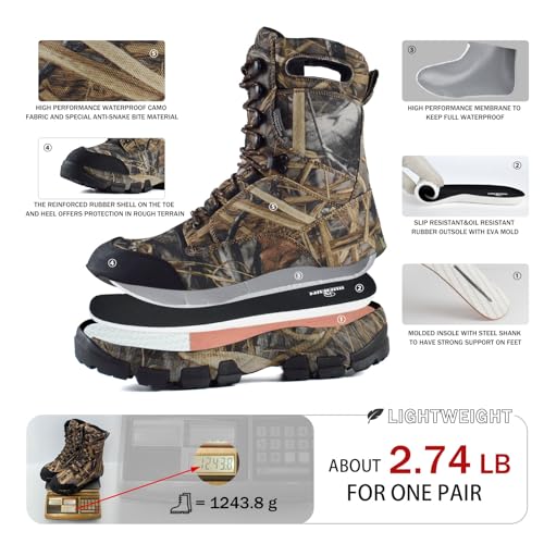Men's 10.5 Inch Waterproof Insulated Hunting & Hiking Boots - Green