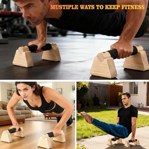 Wooden Parallettes Bars - 2 Pack for Handstand & Bodyweight Training