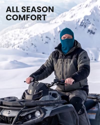 Men's Merino Wool Base Layer Set Large Black Thermal Long Underwear with Balaclava