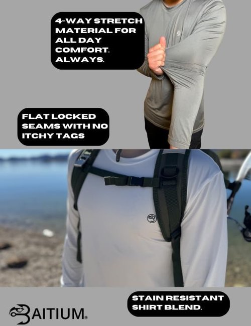 Mens Dry-Fit UPF 50+ Sun Shirt, Fishing Shirts for Men Long Sleeve, SPF Shirts for Men, Men's Rash Guard Shirts
