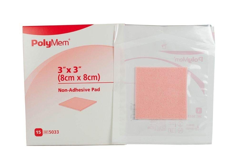 PolyMem Non-Adhesive Wound Dressing, Sterile, Foam, 3' X 3' Pad, 5033 (Box of 15)