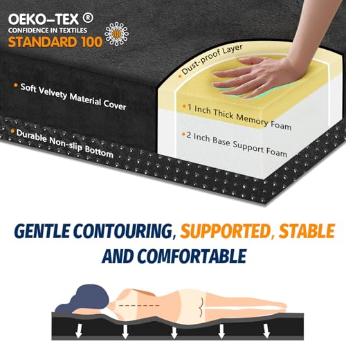 Black 75x30x3 Inch Memory Foam Camping Mattress Pad - Portable Sleeping Mat for Adults