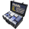 Black 4-Row Card Storage Box for Sports Trading Cards with Combo Lock - Holds 150+ Slabs & 1500+ Loose Cards