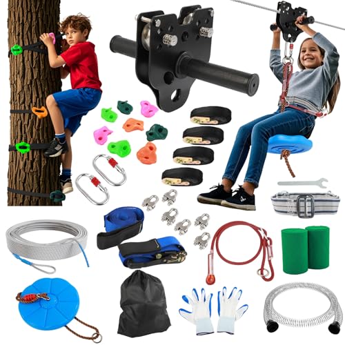OLenyer 200FT Backyard Zipline Kit for Kids & Adults - Safe & Durable