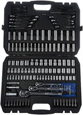 Mechanic's 201-Piece Socket Tool Set with Case - SAE & Metric, Chrome-Vanadium Steel, Black and Silver