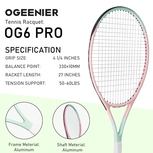 Pink 27-Inch Aluminum Tennis Racket for Adults - Lightweight & Durable