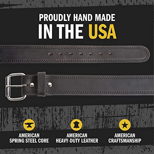 Black 38 Belt Size Concealed Carry Leather Gun Belt - Made in USA