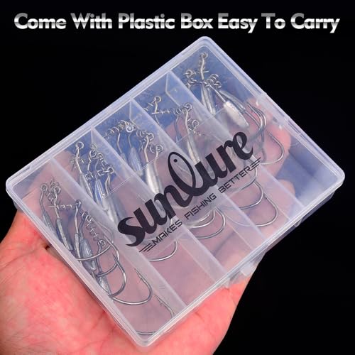 Weighted Swimbait Hooks 25pcs Set for Bass Fishing - Size 1/0 to 5/0