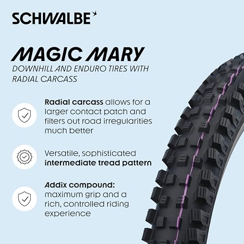 Schwalbe Magic Mary Radial 29-inch MTB Tire - Ultra Soft, Downhill & Enduro, Tubeless Ready, 63-622, Gravity Pro