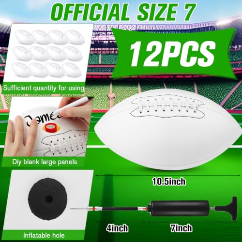 Seenelling Size 7 Autograph Footballs - 12 Pack White Synthetic Leather for Autographs & Training