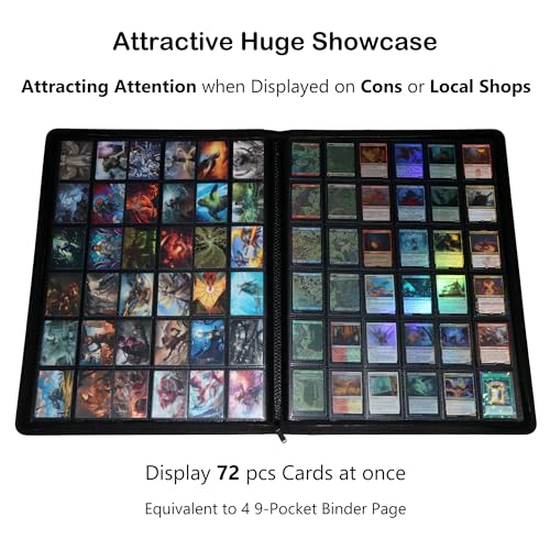 Rieton 36-Pocket Ringless Trading Card Binder - Holds 2304 Sleeved Cards, Black Variation