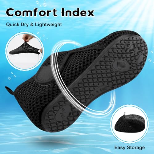 Water Shoes for Women Men Beach Swim Aqua Socks Summer Quick-Dry Sandals Black 8.5-9.5 Women / 7-7.5 Men