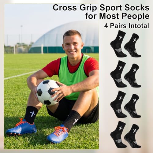 Christian Cross Print Socks 4/6 Pairs Black 4:13 Variation - Faith-Based Athletic Socks