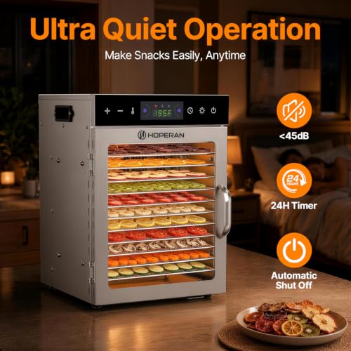 12-Tray Food Dehydrator Machine for Jerky, Fruit, Herbs & Pet Treats – Silver