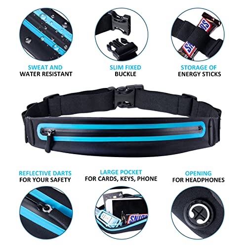 Blue Running Belt Fanny Pack for Men & Women Reflective Waist Pack Adjustable Fitness Bag