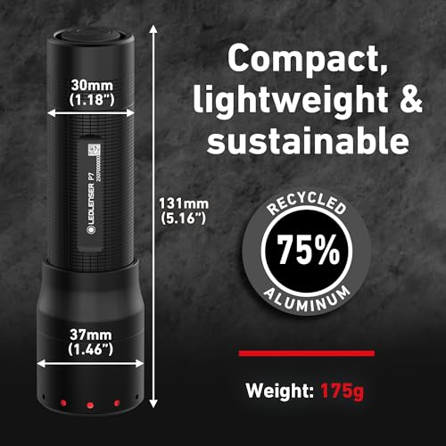 Ledlenser P7 LED Tactical Flashlight 650 Lumens, Adjustable Focus, Durable Aluminum Body