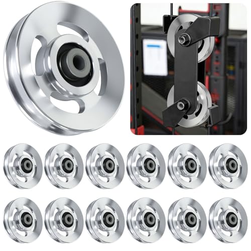 BESTEEL 12pcs 90mm Aluminum Pulley Wheel for Gym Equipment - Silent, Heavy Duty, Home & Commercial Use